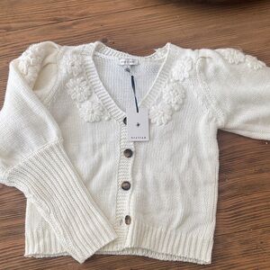 Stellah Cream Cardigan with Floral Accents